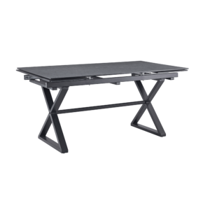 Jedálenský rozkladací stôl, sivá/čierna, 160-240x90x76 cm, LUXOL
