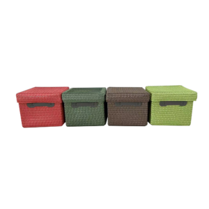 TEMPO-KONDELA IBERIS, úložné boxy, set 4 ks, oranžová/olivová/zelená/hnedá