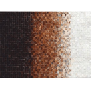 Luxusný kožený koberec, biela/hnedá/čierna, patchwork, 140×200, KOŽA TYP 7