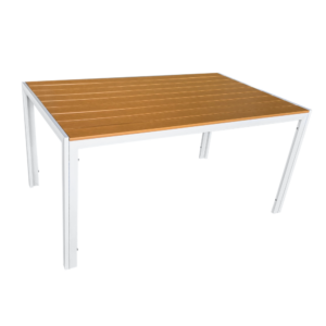 Záhradný stôl, biela oceľ/dub, BONTO