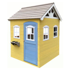 Drevený záhradný domček pre deti, biela/sivá/žltá/modrá, NESKO
