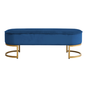 Dizajnová lavica, modrá Velvet látka/gold chróm-zlatý, MIRILA NEW