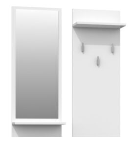 Vešiaková stena so zrkadlom - RIVA - biela matná